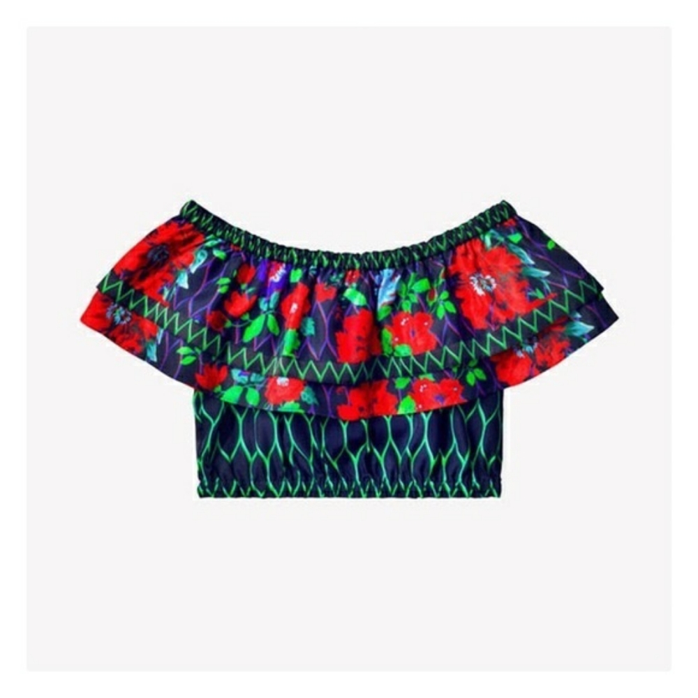 KENZO x H&M | Cold Shoulder Floral Crop Top